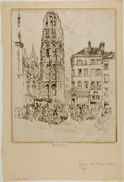 Marché aux fleurs et Tour de Beurre, Rouen - Joseph Pennell