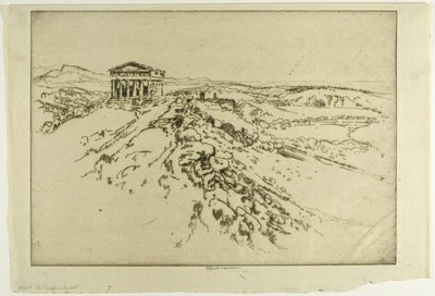 Girgenti, le temple sur le mur - Joseph Pennell