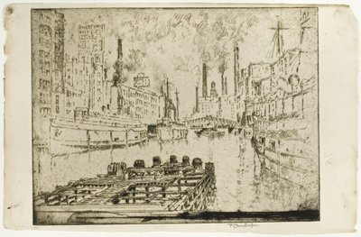 Bateaux à vapeur sur le lac, Chicago - Joseph Pennell