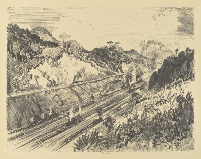 Regard vers le haut de la coupe depuis Bas Opispo - Joseph Pennell