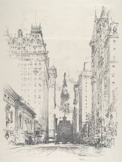 Vue de Broad Street depuis Spruce Street, 1912 - Joseph Pennell