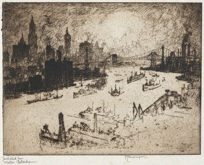 New York depuis le pont de Williamsburg - Joseph Pennell