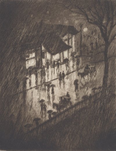 Nuit pluvieuse, magasins de Charing Cross - Joseph Pennell