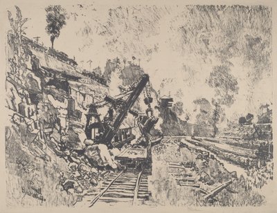 Pelleteuse à vapeur au travail dans la coupe de Culebra - Joseph Pennell