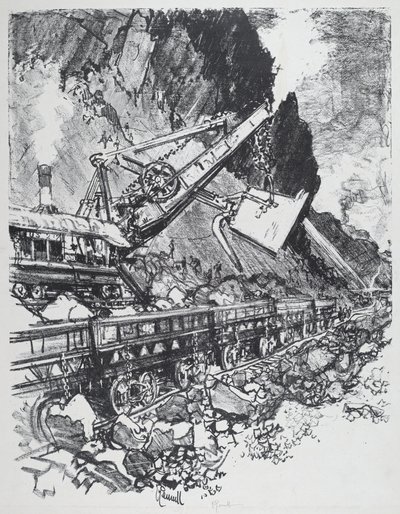 Pelleteuse à vapeur dans la coupe à Bas Obispo - Joseph Pennell