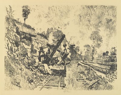 Pelle à vapeur dans la coupe à Bas Obispo - Joseph Pennell