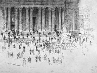 Marches devant la façade ouest de la cathédrale Saint-Paul, Londres - Joseph Pennell