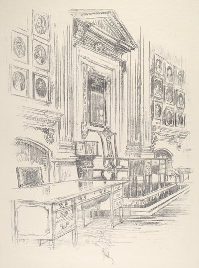 Table et chaise, salle des signataires, Independence Hall, 1912 - Joseph Pennell