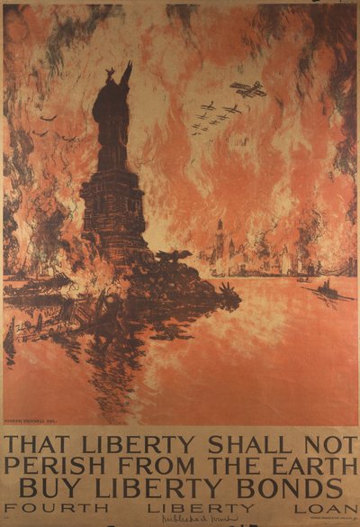 Que la liberté ne périsse pas de la Terre, achetez des bons de la liberté, affiche de la Première Guerre mondiale - Joseph Pennell