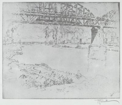 Le pont de la ville, St. Louis [en bas], en ou après 1919 - Joseph Pennell