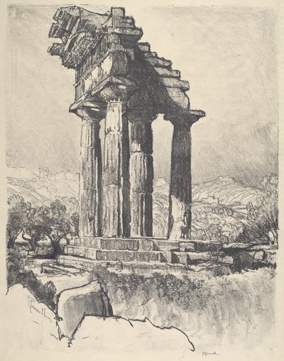 Les colonnes de Castor et Pollux, Girgenti - Joseph Pennell