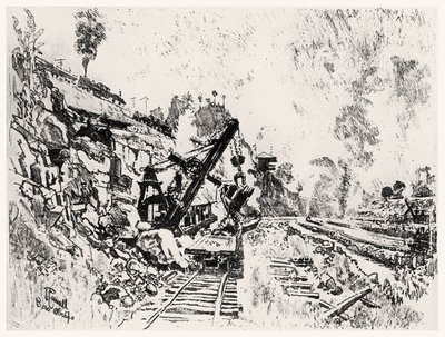 La Coupe à Bas Obispo, planche XI de Le Canal de Panama par Joseph Pennell, 1912 - Joseph Pennell