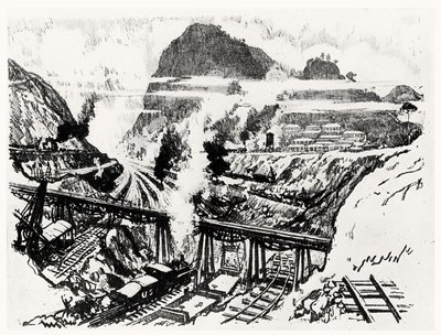 La Coupe à Paraiso, planche XVI de Le Canal de Panama par Joseph Pennell, 1912 - Joseph Pennell