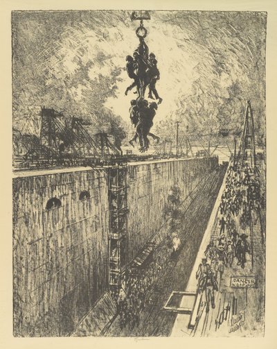 La Fin de la Journée, Écluse de Gatun, 1912 - Joseph Pennell