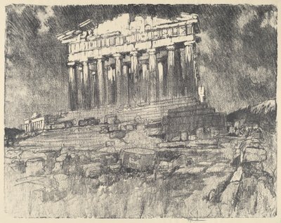 La façade du Parthénon, coucher de soleil - Joseph Pennell