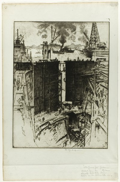 La porte de garde, écluse de Gatun, Panama - Joseph Pennell