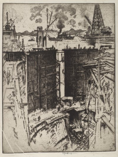 La Porte de Garde, Écluse de Gatun, Panama, 1912 - Joseph Pennell