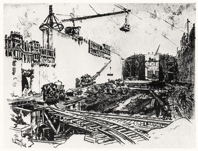 Les murs de Pedron Miguel, planche XX de The Panama Canal par Joseph Pennell, 1912 - Joseph Pennell