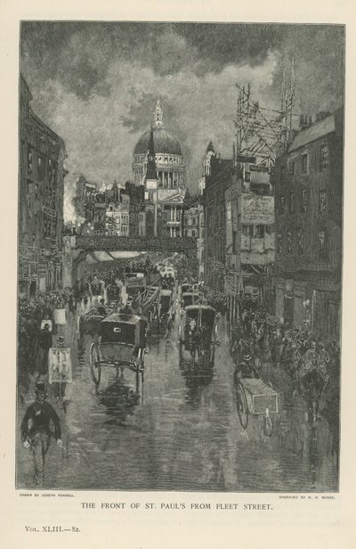 La façade de la cathédrale Saint-Paul depuis Fleet Street - Joseph Pennell