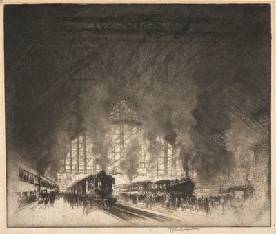 Trains qui viennent et trains qui partent - Joseph Pennell