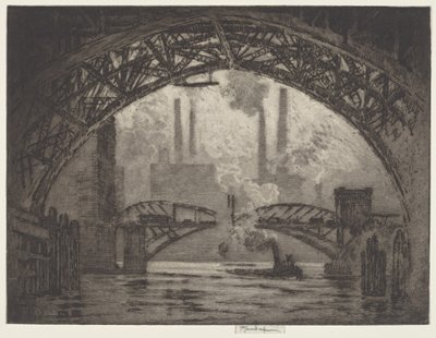 Sous les ponts, Chicago - Joseph Pennell