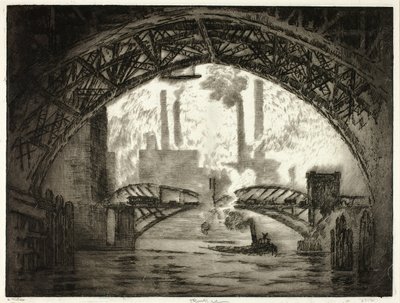 Sous les ponts, Chicago - Joseph Pennell