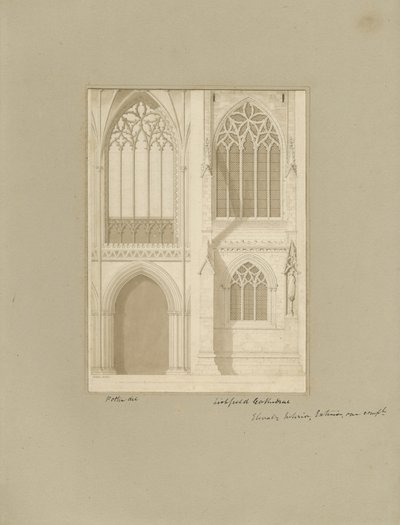 Intérieur de la cathédrale de Lichfield - Chœur: dessin sépia, 1819 - Joseph Potter
