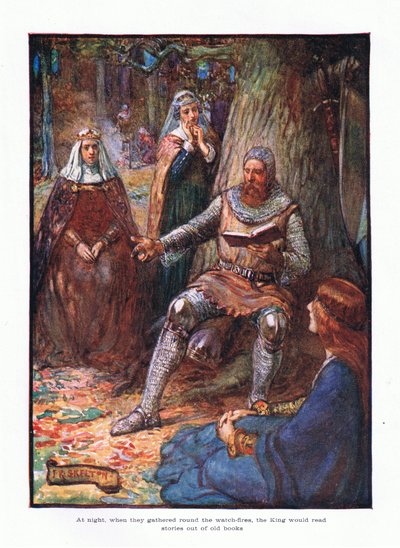 La nuit, quand ils se rassemblaient autour des feux de garde, le roi lisait des histoires tirées de vieux livres - Joseph Ratcliffe Skelton