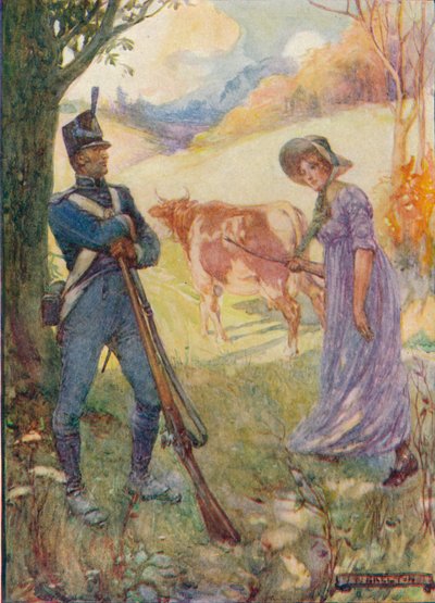 Conduisant une vache devant elle, Laura Secord a passé les sentinelles américaines, vers 1909, vers 1920 - Joseph Ratcliffe Skelton