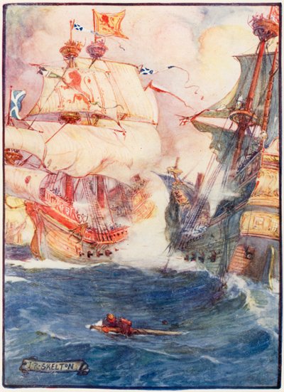 Combat naval entre les Écossais et les Anglais - Joseph Ratcliffe Skelton