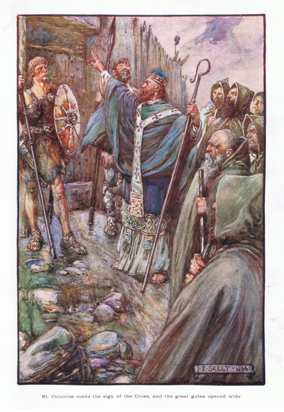 Saint Columba fit le signe de la croix, et les grandes portes s