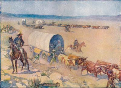 Les chariots de bœufs avançaient lentement sur les plaines ondulées, vers 1908, vers 1920 - Joseph Ratcliffe Skelton