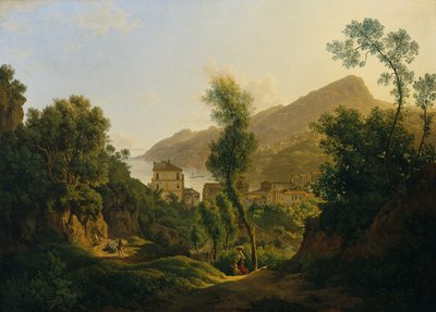 Vue de la ville de Vietri avec vue sur le golfe de Salerne - Joseph Rebell