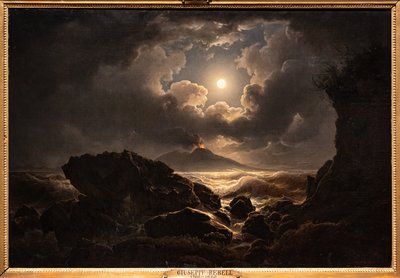 Tempête dans le golfe de Naples au clair de lune - Joseph Rebell