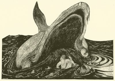 La baleine avalant le marin (gravure) - Joseph Rudyard (after) Kipling