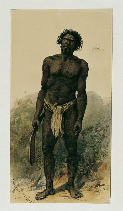 Autochtone avec boomerang de Woolongong (Wollongong), Australie - Joseph Selleny
