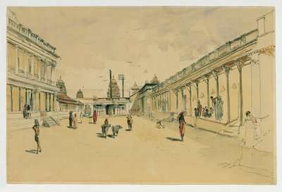 Rue à Madras avec un temple - Joseph Selleny