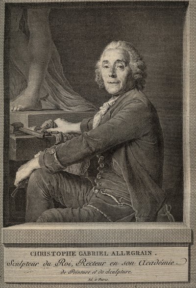Portrait de Christophe-Gabriel Allegrain (1710-1795) sculpteur français - gravure d