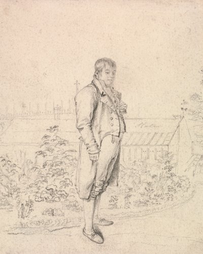 Croquis de Sir Walter Scott dans un jardin - Joseph Slater