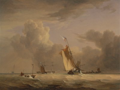 Chaloupe de pêche et autres navires par vent fort - Joseph Stannard