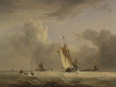 Chaloupe de pêche et autres navires par vent fort - Joseph Stannard