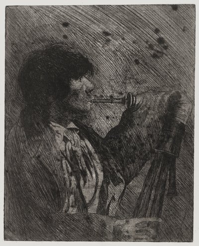 Homme jouant de la cornemuse, imprimé par Sigmund Abeles et Edmond Casarella - Joseph Stella