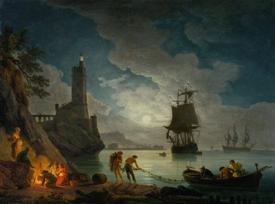 Un port au clair de lune - Claude Joseph Vernet