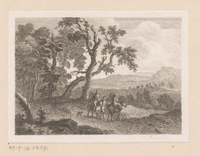 Paysage avec deux cavaliers et un homme à pied - Joseph Wagner (possibly)