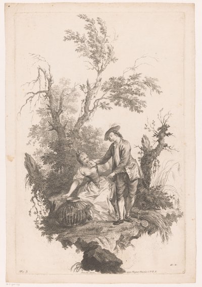 Homme et femme avec un panier de volaille - Joseph Wagner (possibly)