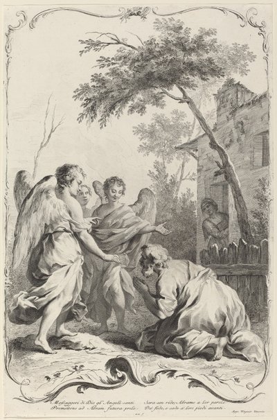 Abraham agenouillé devant les trois anges - Joseph Wagner