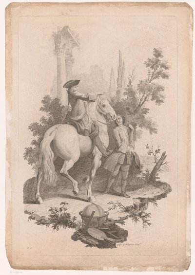 Jeune homme à cheval avec un serviteur - Joseph Wagner