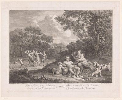 Paysage avec Bacchus et satyres dansants et ménades (Automne) - Joseph Wagner