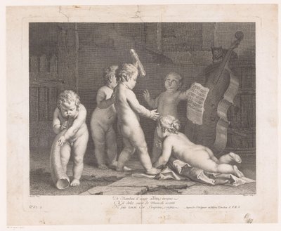 Cinq enfants jouant de la musique - Joseph Wagner