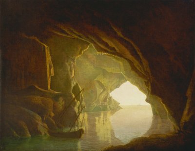 Grotte dans le golfe de Salerne, coucher de soleil - Joseph Wright of Derby